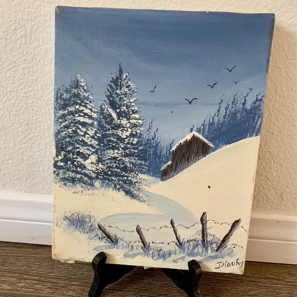 Vintage Painting Winter Landscape Signed Dloohy 8/10”